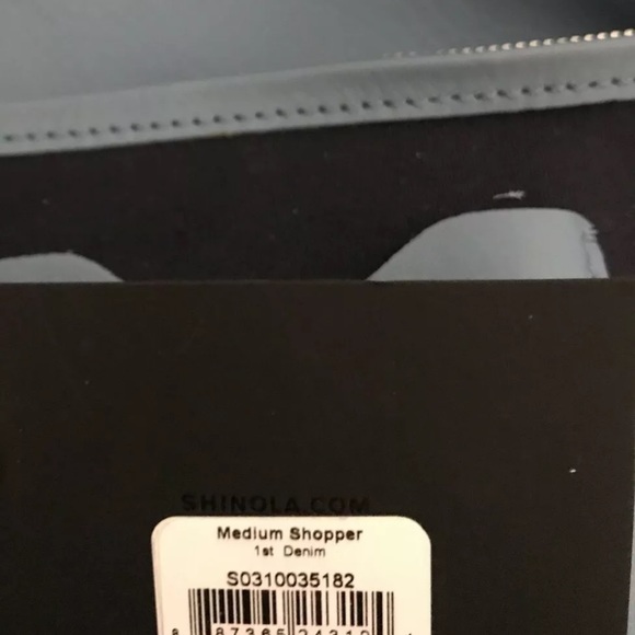 SHINOLA DETROIT MEDIUM SHOPPER TOTE DEMIN BLUE LEATHER RARE BEACH TRAVEL NEW - Picture 11 of 11